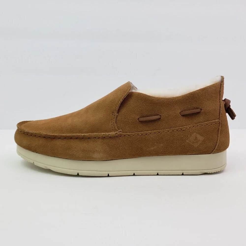 NEW Sperry Moc Sider WR Mens Size 9 Tan Suede Comfort Lined Shoes STS23726